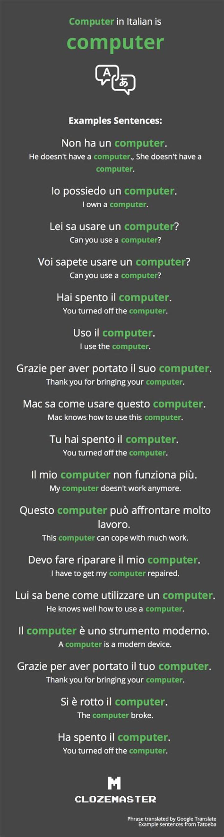 How To Say Computer In Italian