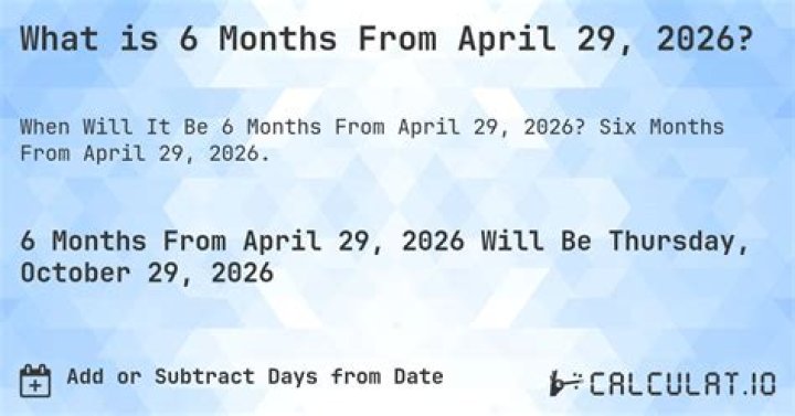 What Date Is 6 Months From Now