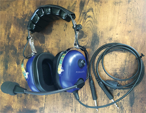 Pooleys Aviation Headset - Passive (blue ear cups) + FREE Headset Bag