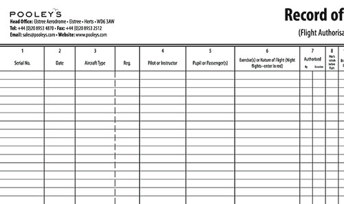 AOPA Record of Flights Operation Pad