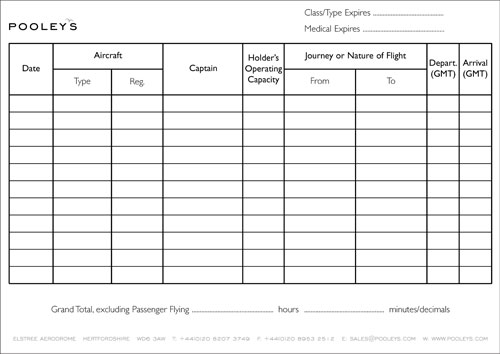 Pooleys Pilot Flying Log Book - Black