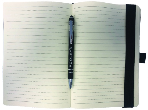 Pooleys Black Notebook and Pen