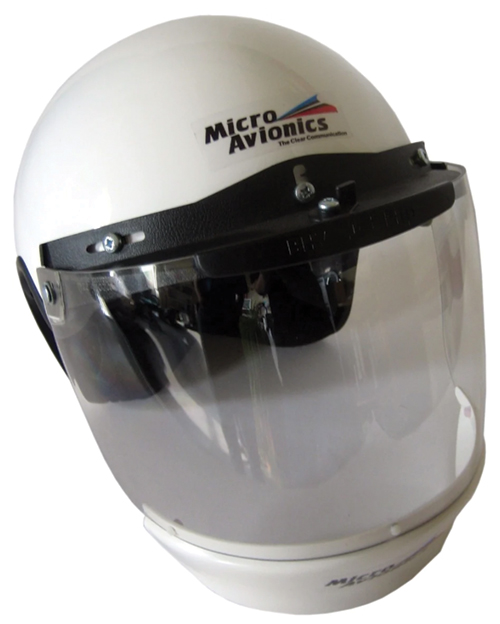 Microlight Helmet with Wind Visor, Air Dam & Fleece Neck Warmer – Micro Avionics