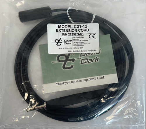 David Clark Extension Cord Model C31-12"