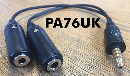 Headset Adaptor Cable - GA twin socket to UK helicopter plug - PA76UK