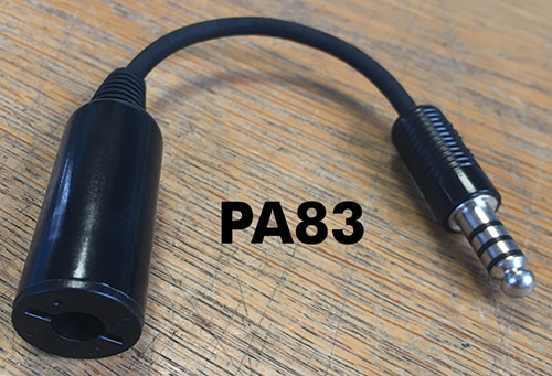 Headset Adaptor Cable - UK helicopter socket to US helicopter plug - PA83