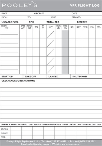 A5 VFR Flight Log Pad