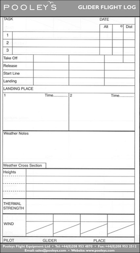 Glider Flight Log Pad