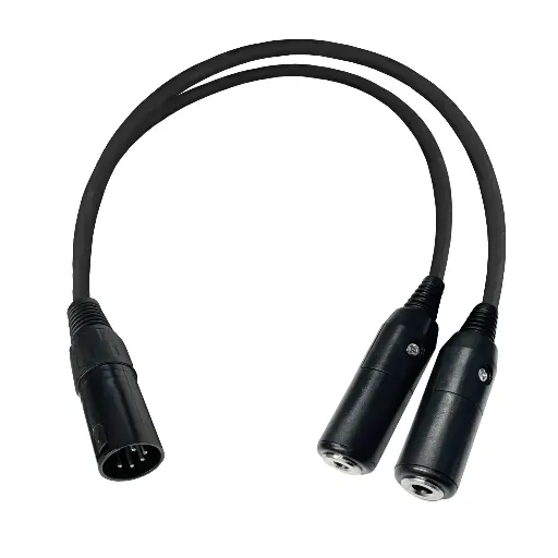 HEADSET ADAPTOR CABLE - GA TWIN SOCKET TO AIRBUS 5 PIN PLUG. (XLR 5)